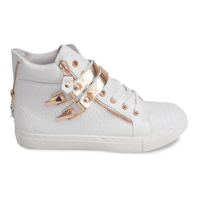 Magas cipők cipzárral 1525-2 Fehér