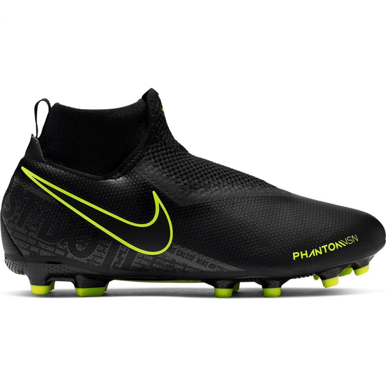 Nike Phantom Vsn Academy Df FG / MG Jr AO3287-007 futballcipő fekete fekete