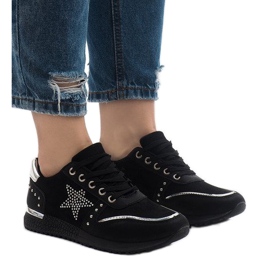 Fekete sportcipők csillaggal XSM101-19