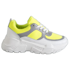 Ideal Shoes Neon sportcipő fehér sokszínű sárga Ideal Shoes Neon sportcipő fehér sokszínű sárga
