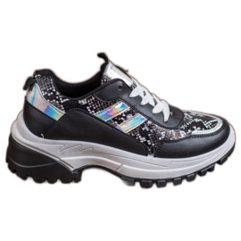 SHELOVET Fekete Snake Print Cipők