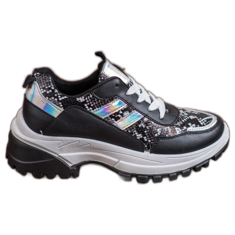 SHELOVET Fekete Snake Print Cipők