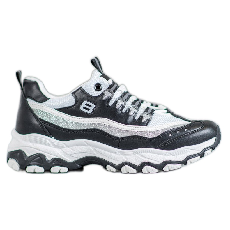 Yes Mile Cipők csillogással fehér fekete