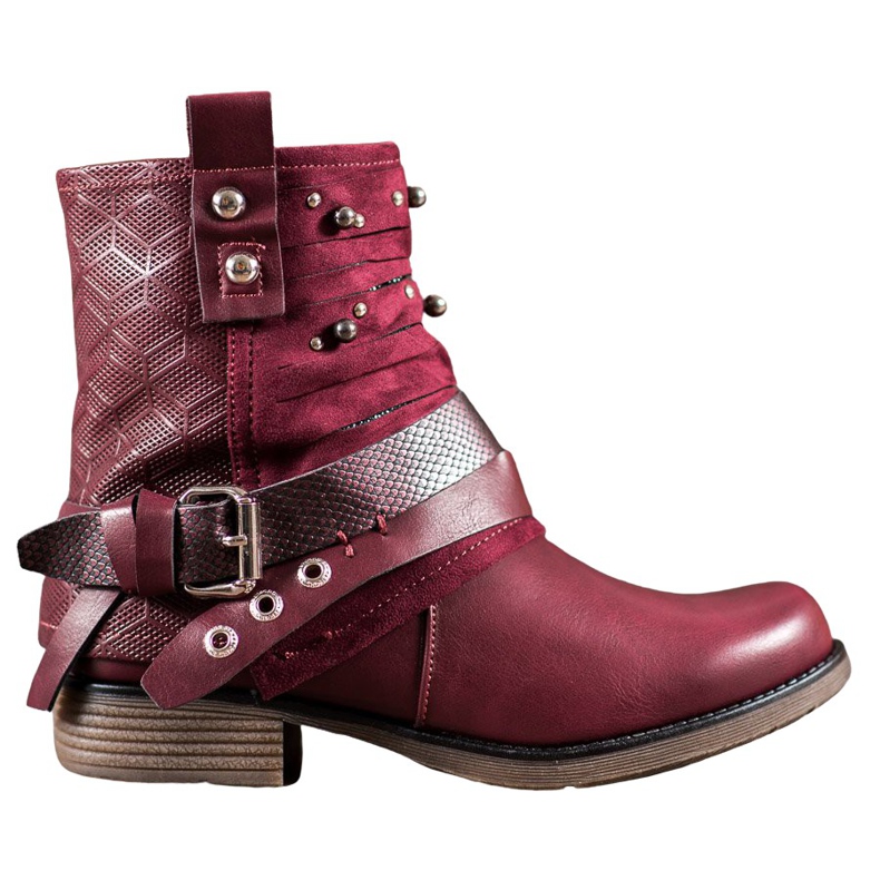 SHELOVET Csizma strasszokkal piros