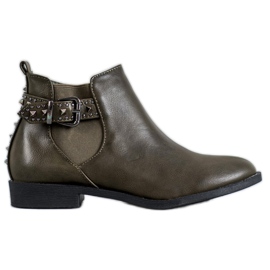 SHELOVET Zöld Chelsea csizma strasszokkal