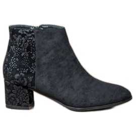 Filippo Velúr csizma virágokkal fekete