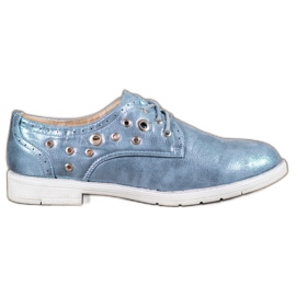 SHELOVET Fűzött cipő Eco bőrrel kék