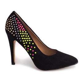 Velúr magas sarkú cipő U415-1 Fekete