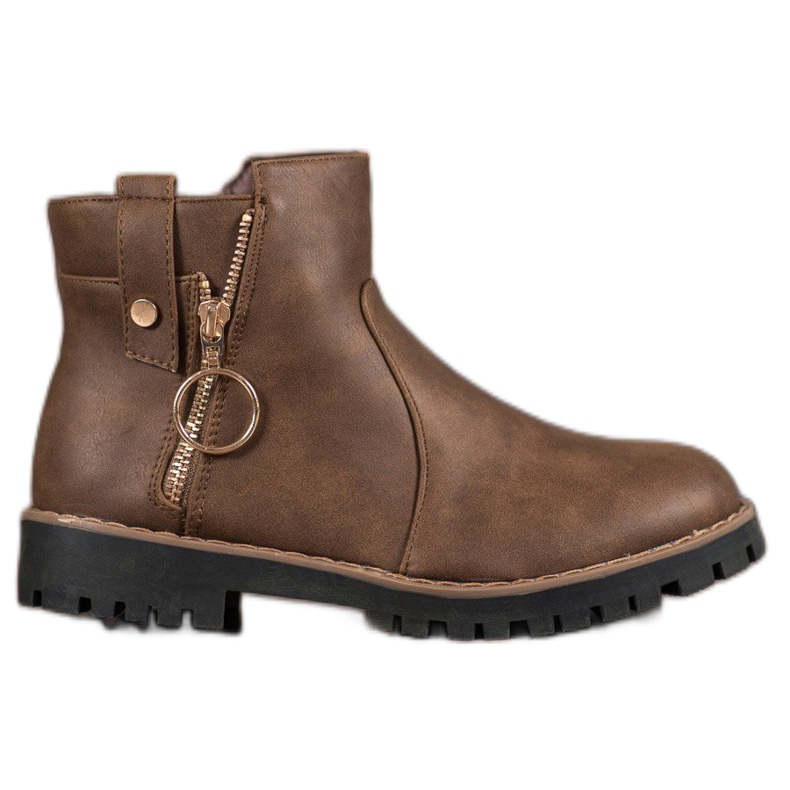 Jumex Csizma dekoratív cipzárral barna