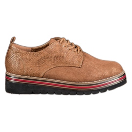 SHELOVET Cipő a kígyó nyomtatási platformon barna