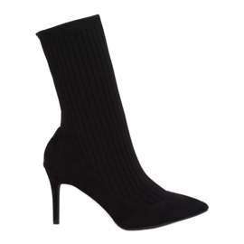 Csizma zokni felsővel fekete T5033 Fekete