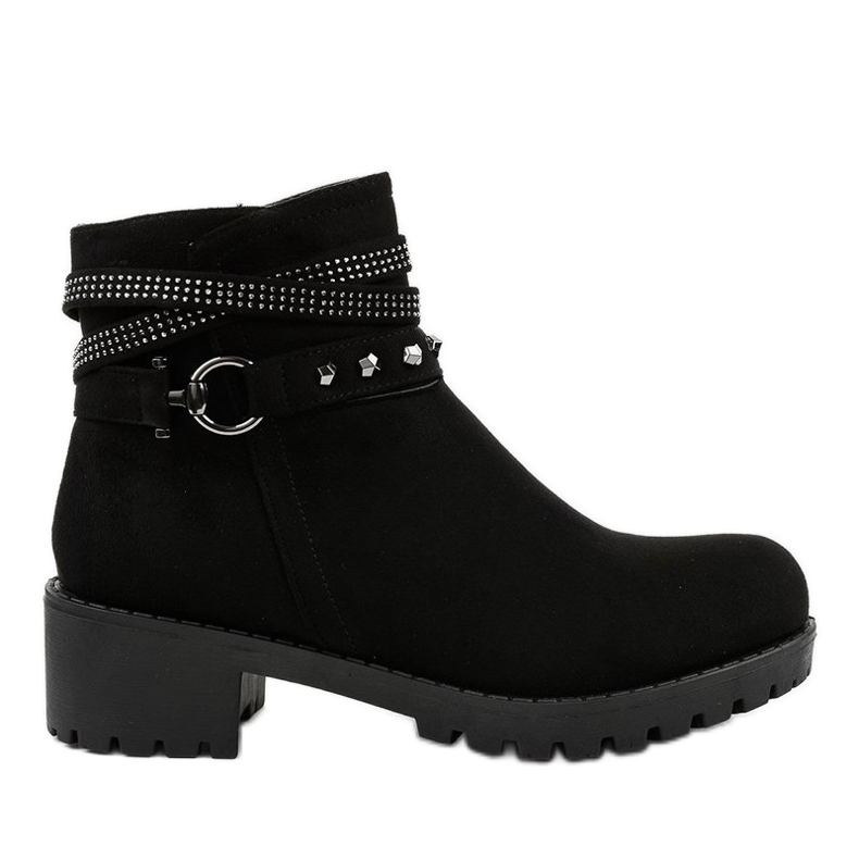 Fekete velúr magas sarkú cipő L3058-29