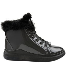 Lakkozott meleg szürke cipők TL135-7