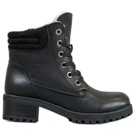 Goodin Fűzős csizma báránybőrrel fekete