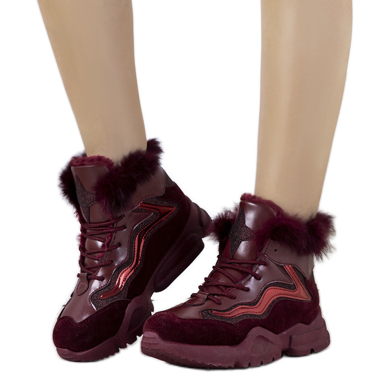 Meleg bordó cipők LS-2062 piros