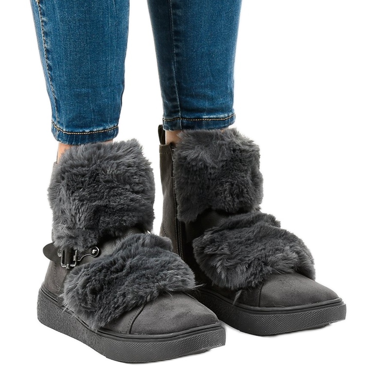 Szürke velúr szigetelésű csizma GF-QB08