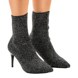 Fekete és ezüst bokacsizma LL-103P szürke