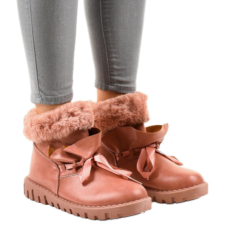 Szigetelt rózsaszín cipők cipzárral 428-6 Szigetelt rózsaszín cipők cipzárral 428-6