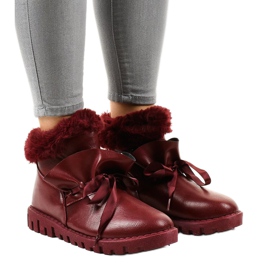 Meleg bordó cipők cipzárral 428-6 piros