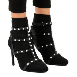 Fekete AT-0655-L szövet tűsarkú csizma Fekete AT-0655-L szövet tűsarkú csizma