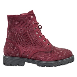 Sweet Shoes Bordó velúr csizma piros