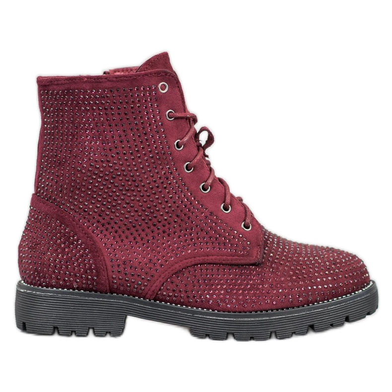 Sweet Shoes Bordó velúr csizma piros