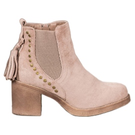 Small Swan Chelsea csizma rojtokkal barna