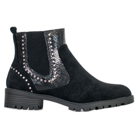 Small Swan Snake Print Chelsea csizma fekete