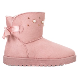 SHELOVET Mukluki Gyöngyökkel rózsaszín