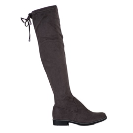 J. Star Velúr combig érő csizma kötéssel szürke J. Star Velúr combig érő csizma kötéssel szürke