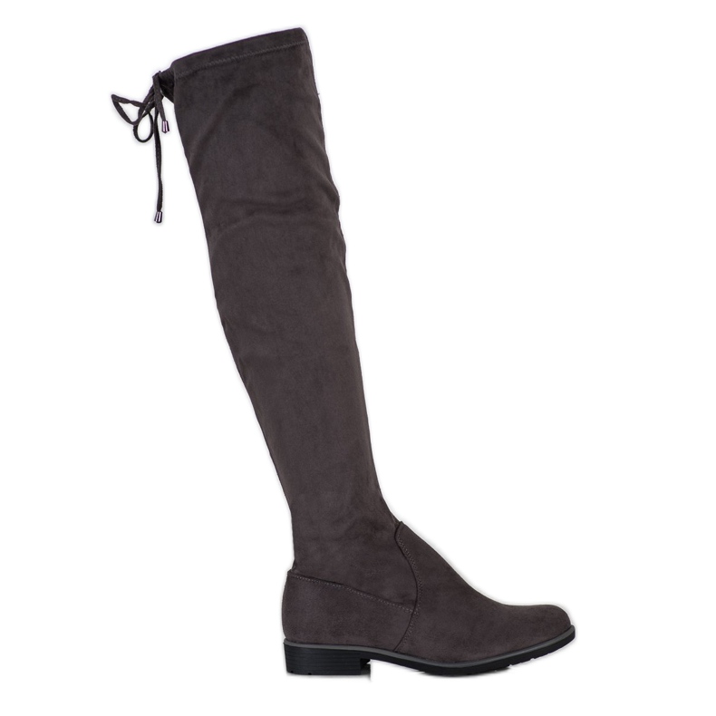 J. Star Velúr combig érő csizma kötéssel szürke
