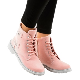 Rózsaszín velúr lapos csizma TL93-4