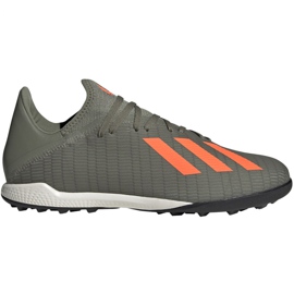Adidas X 19.3 Tf M EF8366 futballcipő zöld szürke Adidas X 19.3 Tf M EF8366 futballcipő zöld szürke