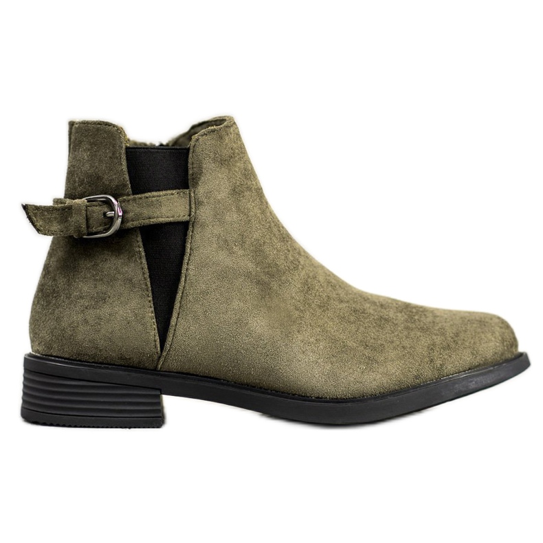 Ideal Shoes Velúr csizma zöld