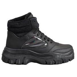 SHELOVET Divatos fűzős csizma fekete