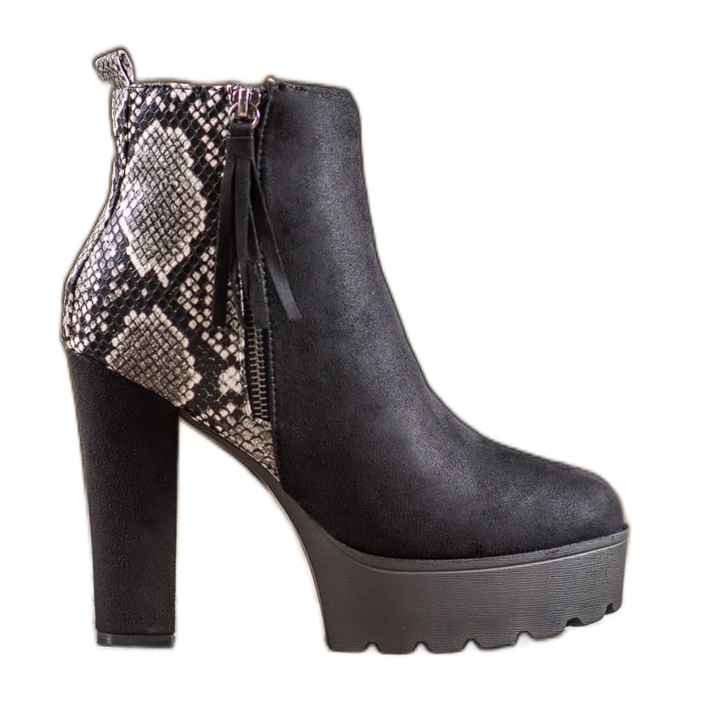 Weide Snake Print Platform csizma fekete