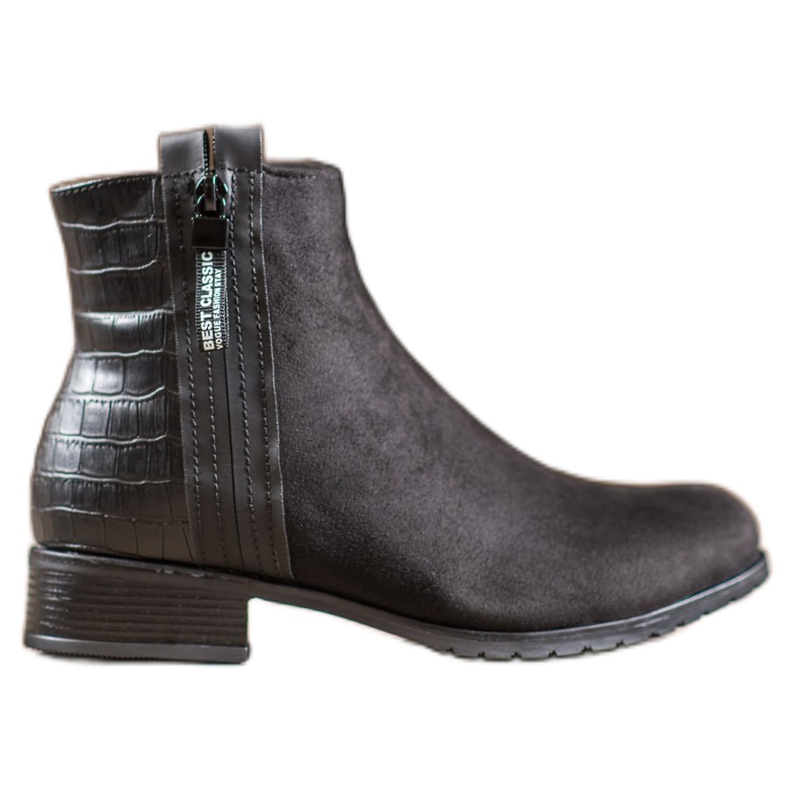 Erynn Csizma dekoratív cipzárral fekete