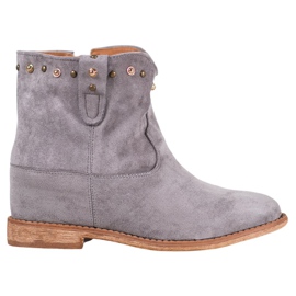 Bella Paris Velúr cowboy csizma fúvókákkal szürke Bella Paris Velúr cowboy csizma fúvókákkal szürke