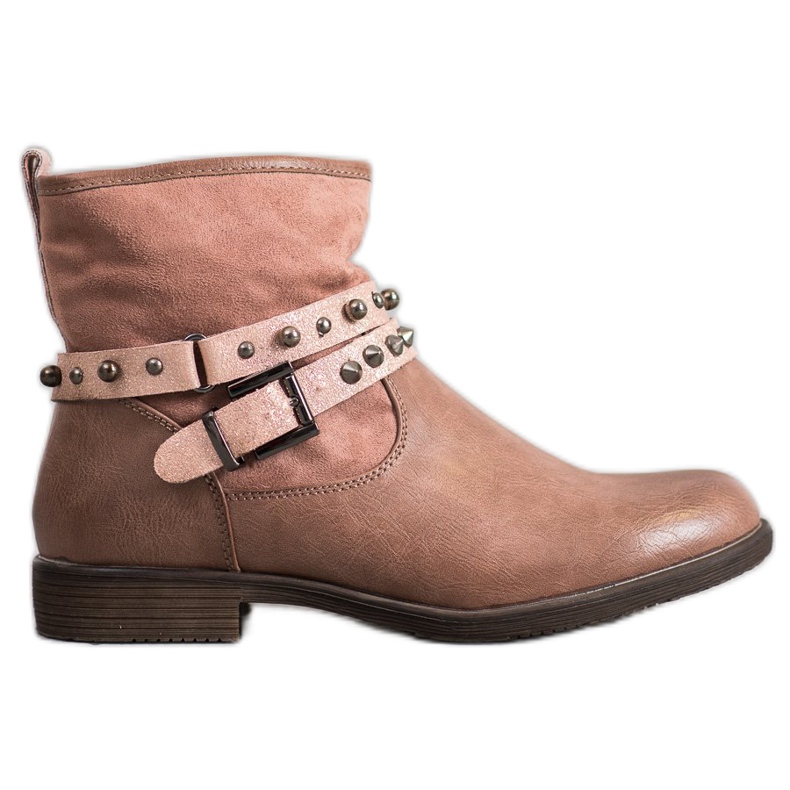 SHELOVET Rózsaszín csizma strasszokkal