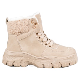 GOLL Meleg cipők báránybőrrel barna