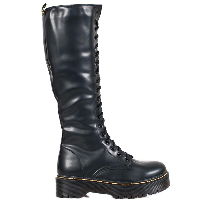 Seastar Fűzős csizma öko bőrrel fekete