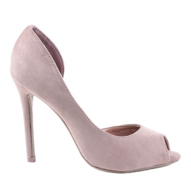 Rózsaszín aszimmetrikus velúr magas sarkú cipő M282P