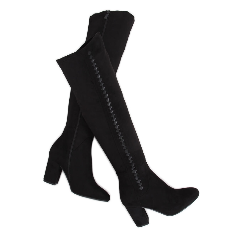 Fekete magas sarkú csizma 7539-GG Black
