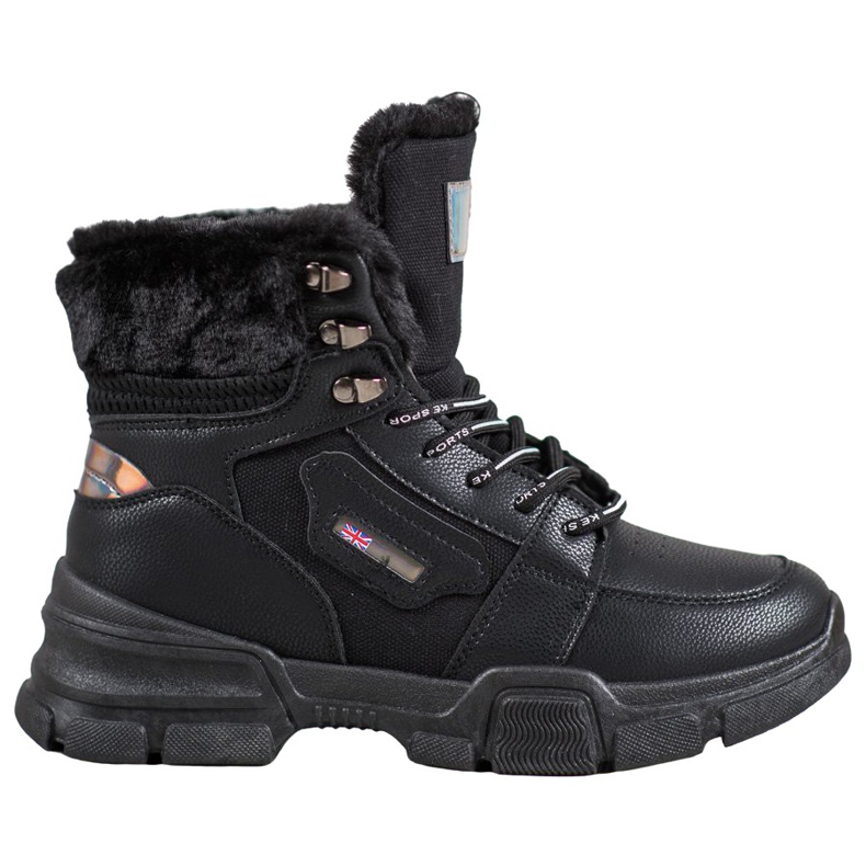 Yes Mile Cipők szőrmével fekete