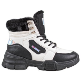 Yes Mile Cipők szőrmével fehér fekete