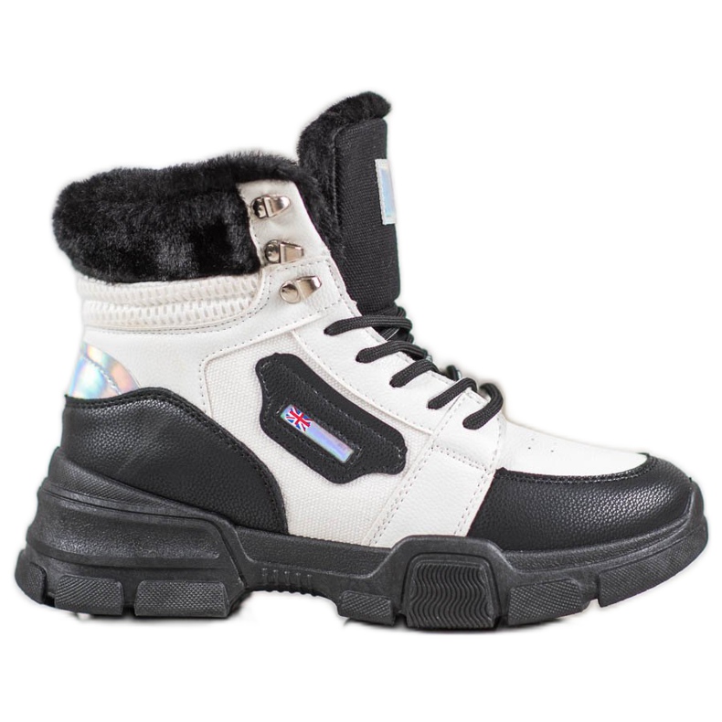 Yes Mile Cipők szőrmével fehér fekete