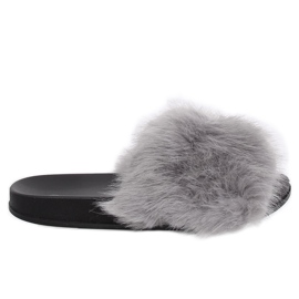 Szürke papucs szőrrel CK107P Szürke Szürke papucs szőrrel CK107P Szürke