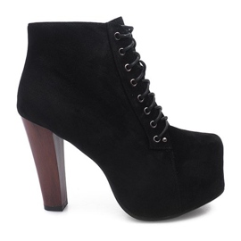 Suede Solid Boots On Heel B753 Fekete