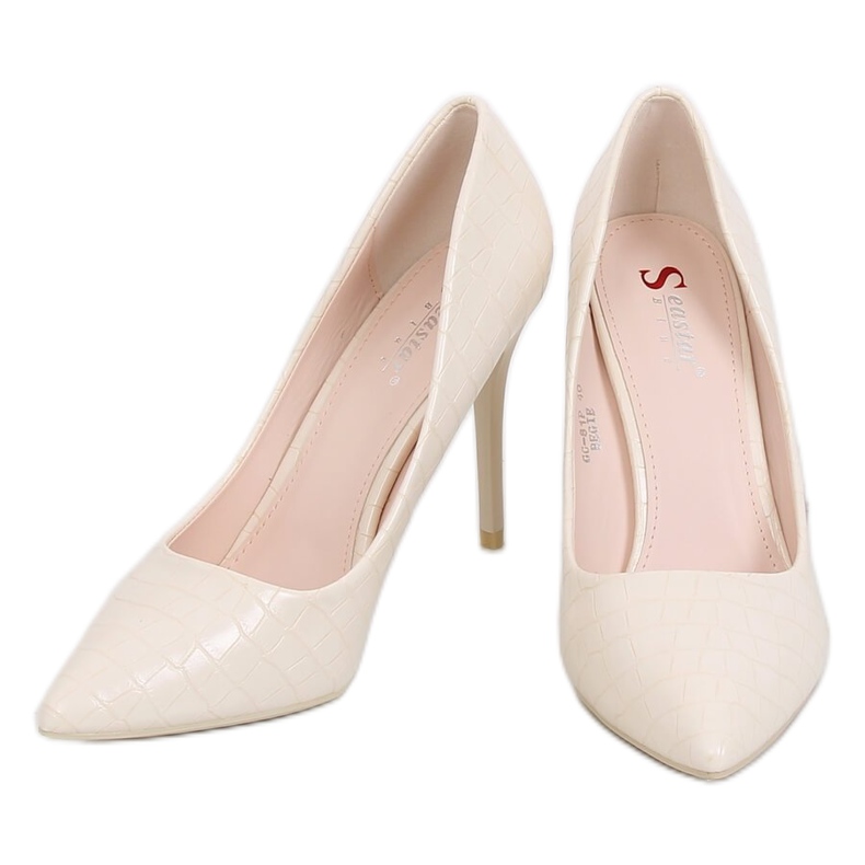 Női magas sarkú kígyóbőr bézs GG-81P Bézs