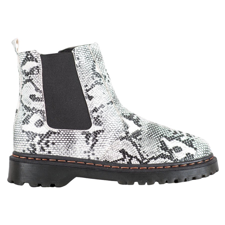 SHELOVET Chelsea csizma a platformon fehér fekete